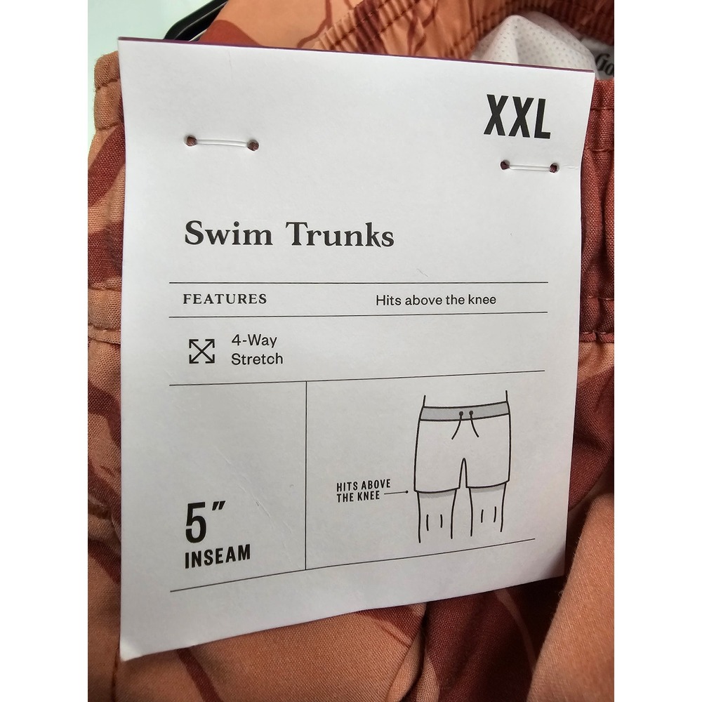 Goodfellow & Co Mens Orange Floral Swim Trunks 5‎ Inch Inseam XXL New - Picture 4 of 9